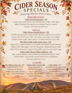 Rhythm Tap & Grille 2026 Cider Season Specials
